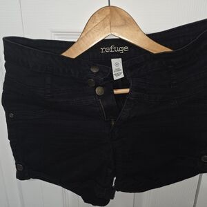 Refuge Midnight Black Denim Shorts